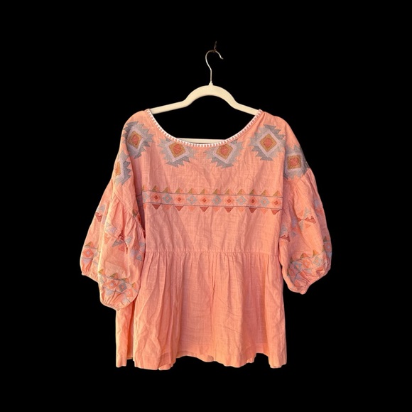 See And Be Seen Tops - See and be SeenCoral Embroidered Balloon Sleeve Boho Blouse Size Large